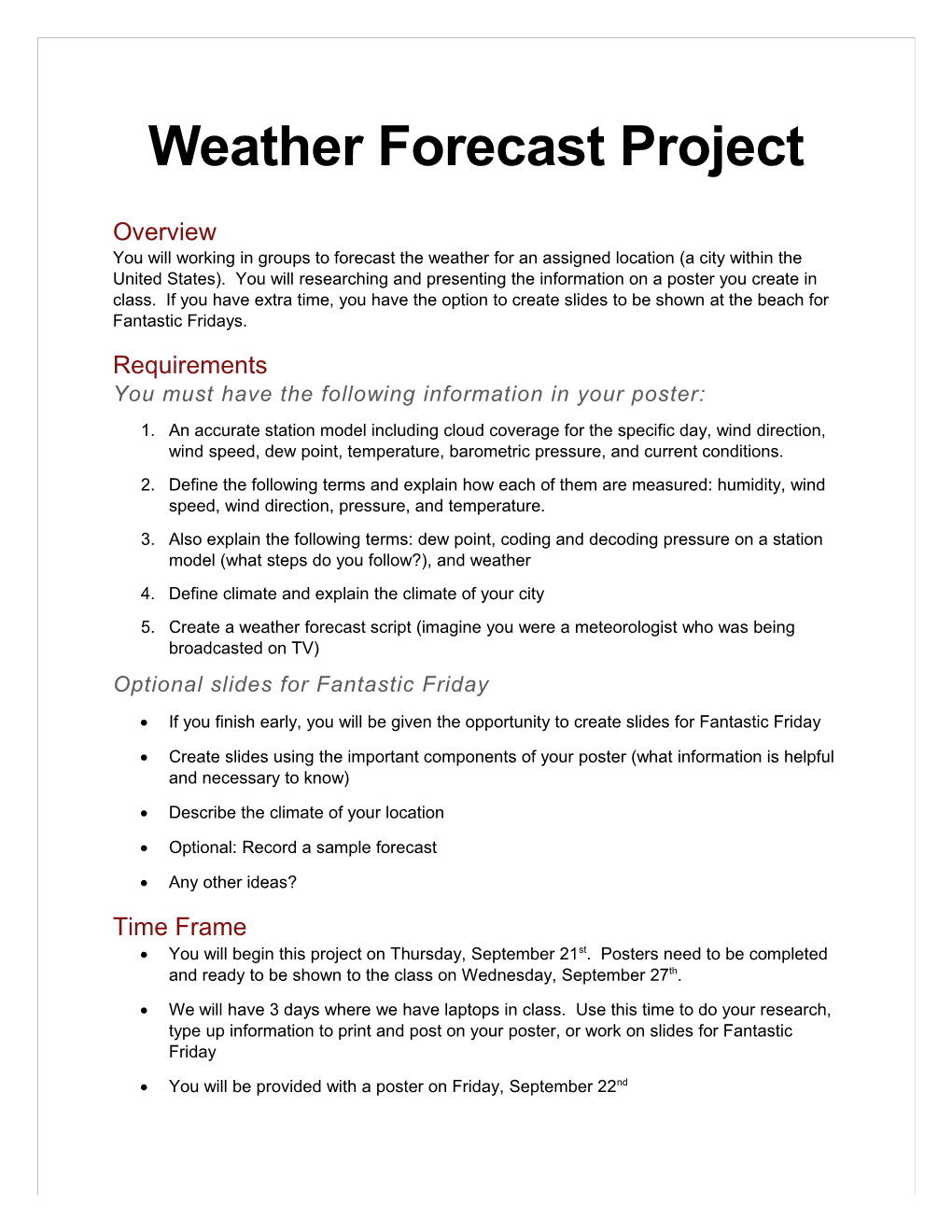 Weather Forecast Project