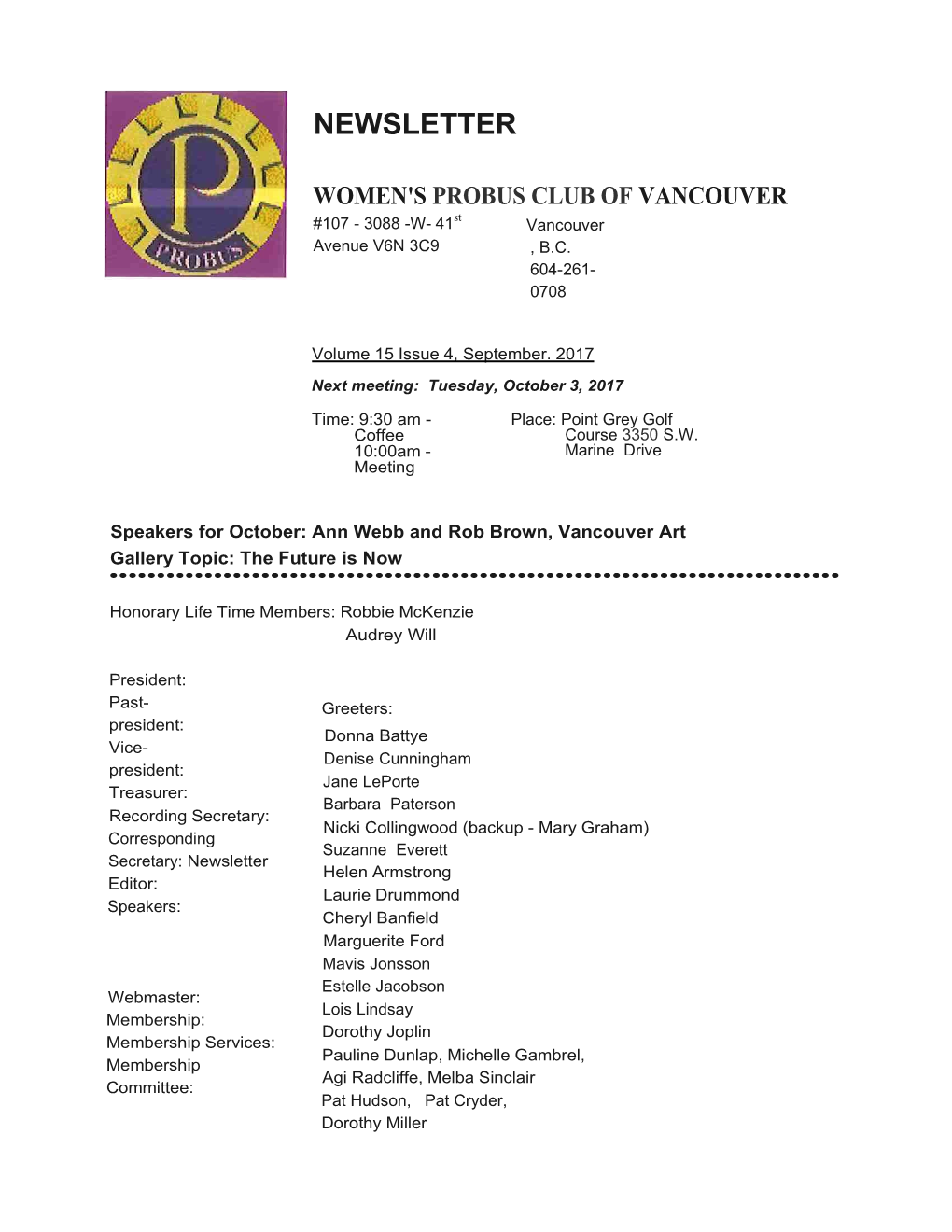 Women's Probus Club of Vancouver