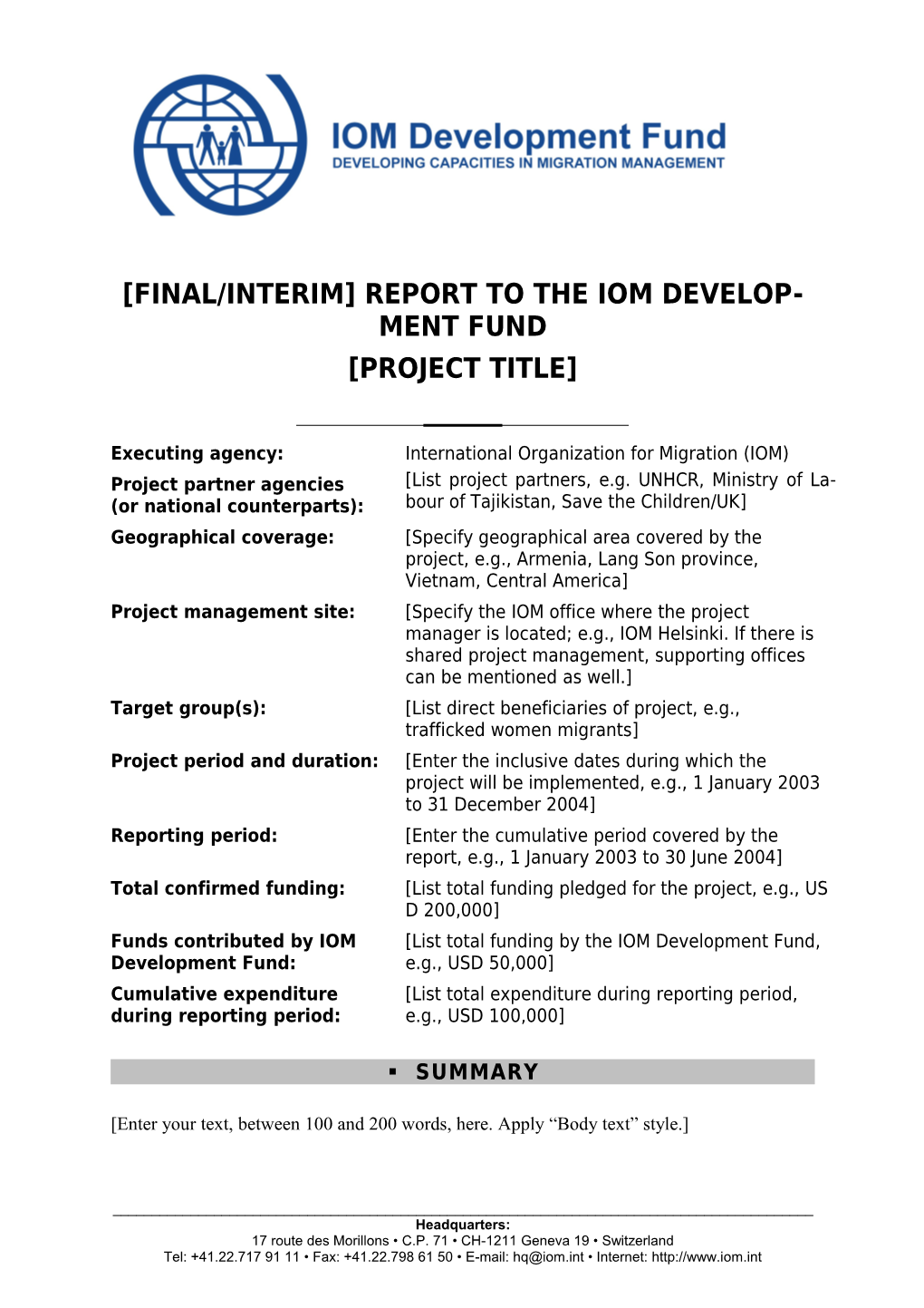 Final/Interim Report