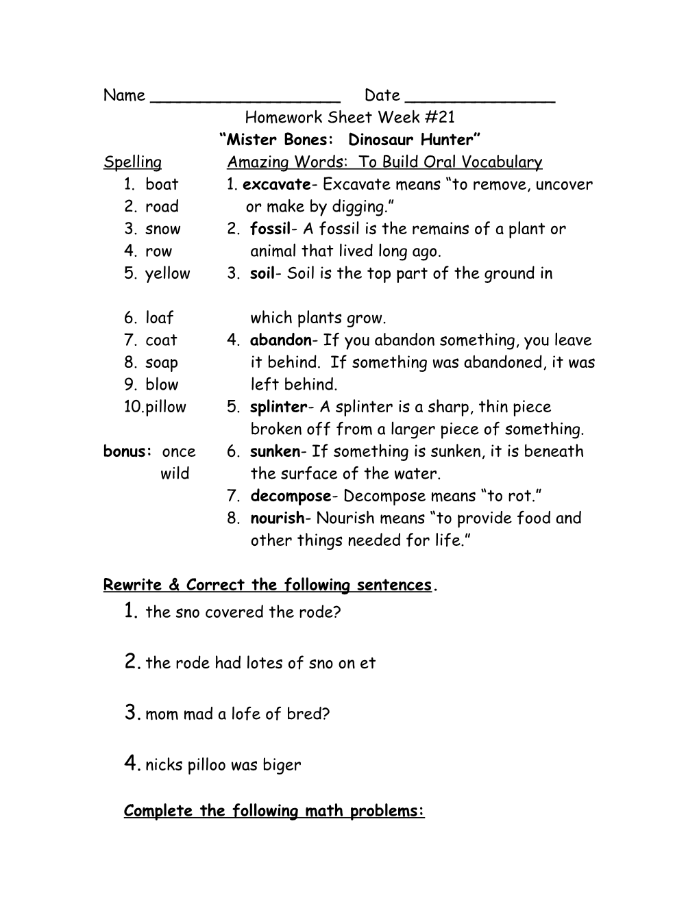 Homework Sheet Week #21