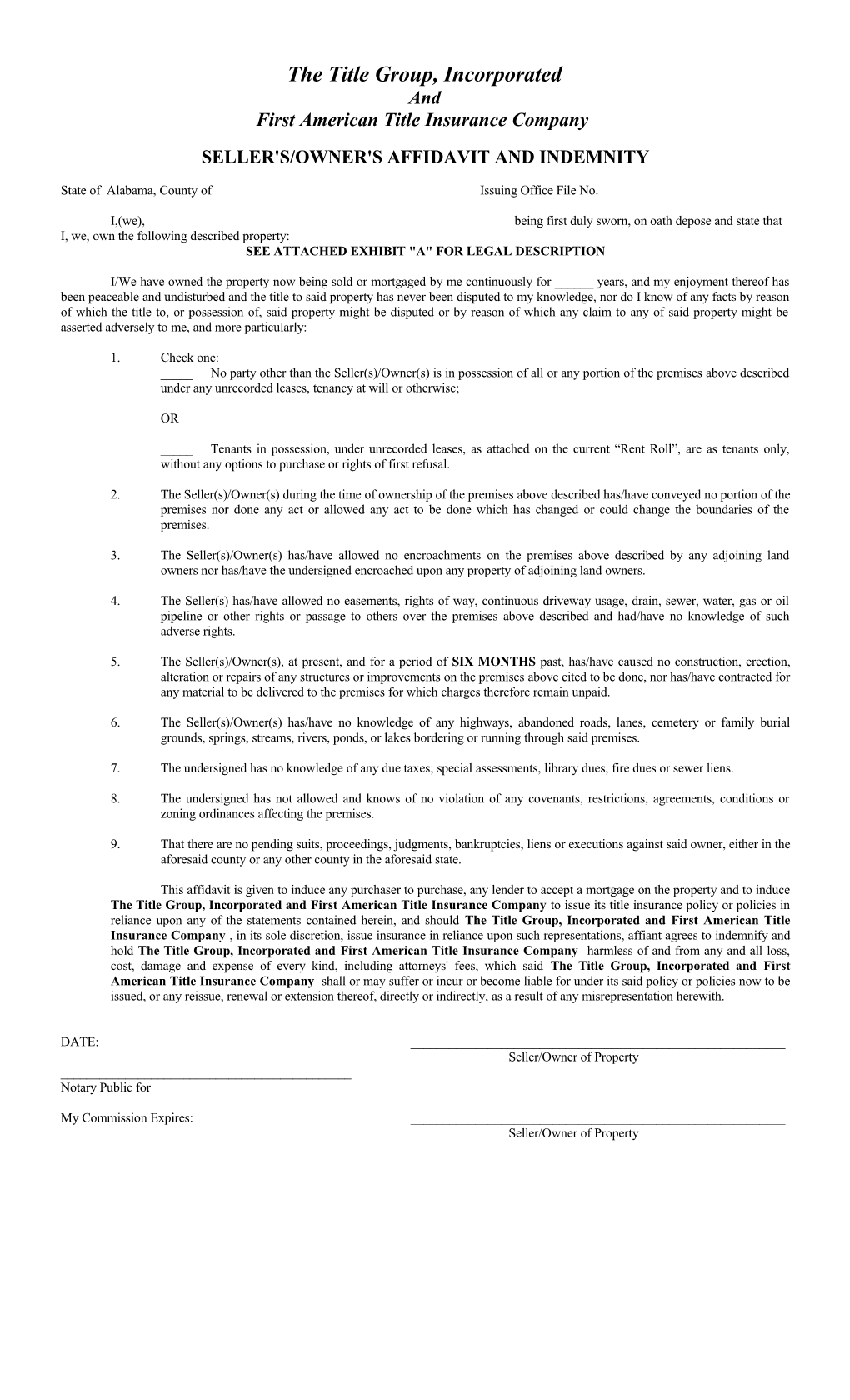Title Insurance Financial Interest Disclosure Form (Scid 3601)