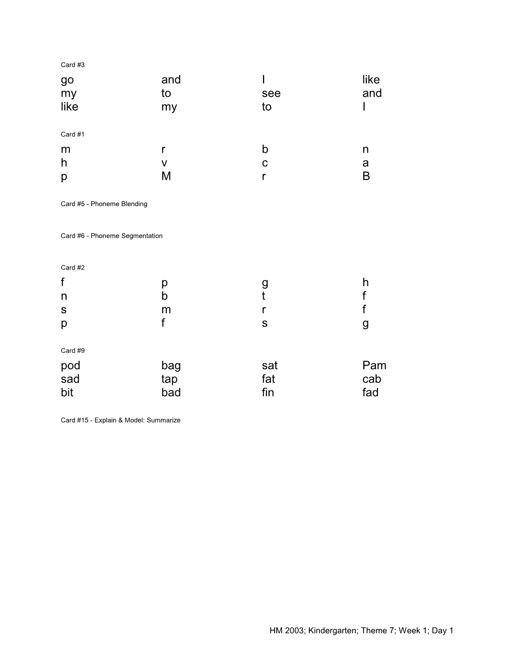 Card #5 - Phoneme Blending