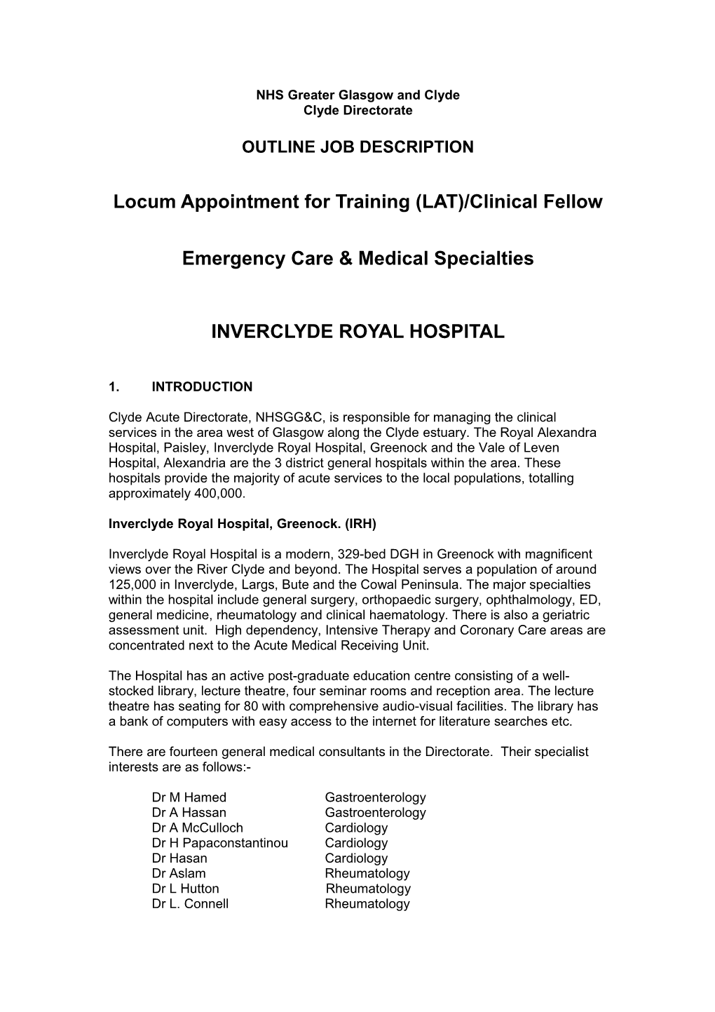 Str LOCUM APPOINTMENT for TRAINING/CLINICAL FELLOW DIABETES/ Endocrinology