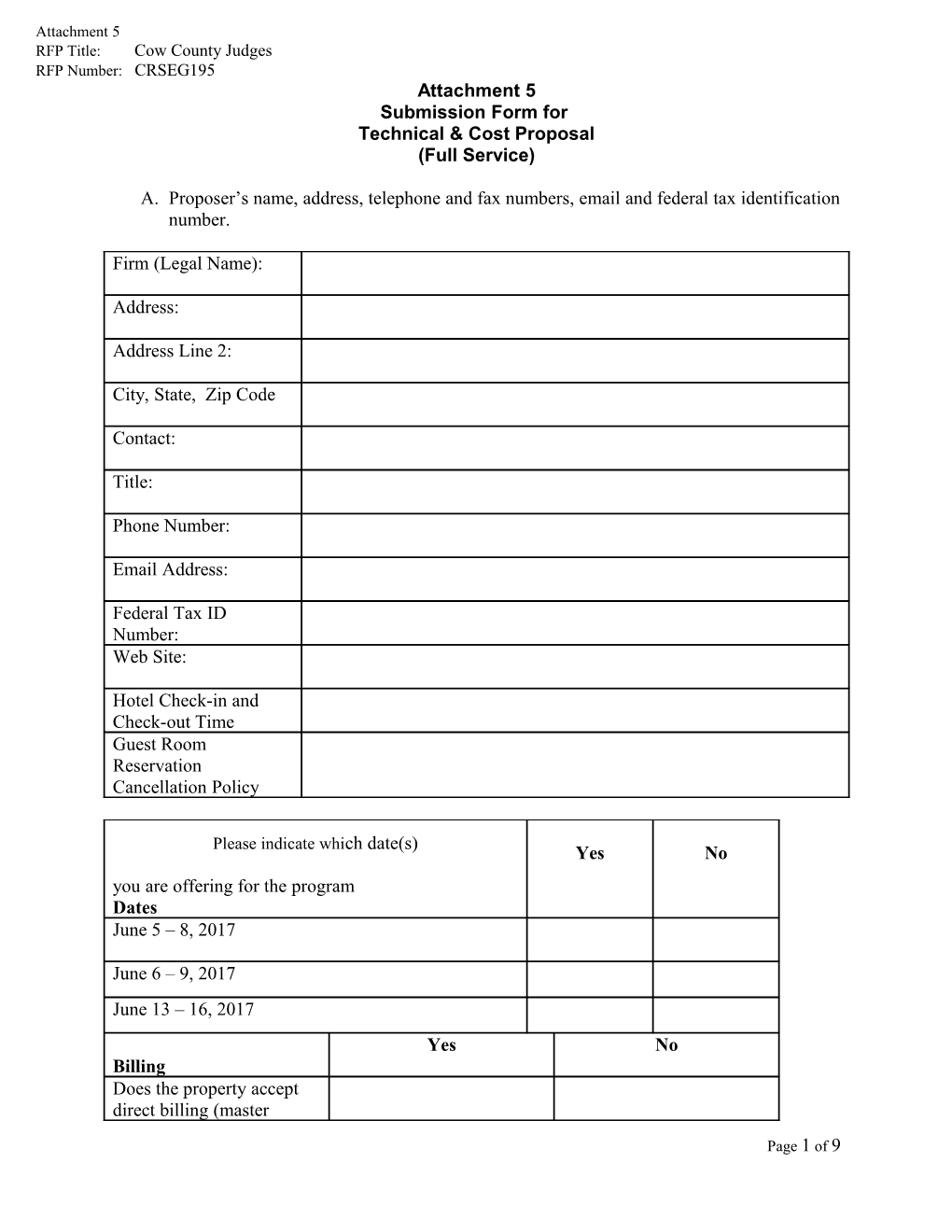 RFP Title: Cow County Judges