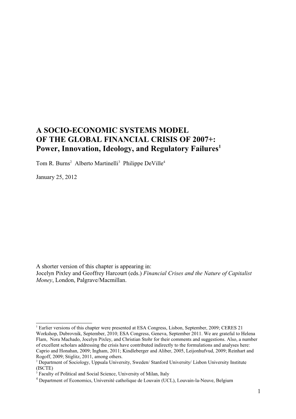 A Socio-Economic Systems Model