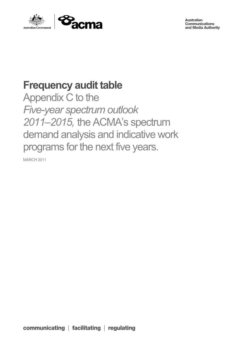 This Table Is Not to Be Used As Authorisation to Use the Spectrum for Any Purpose