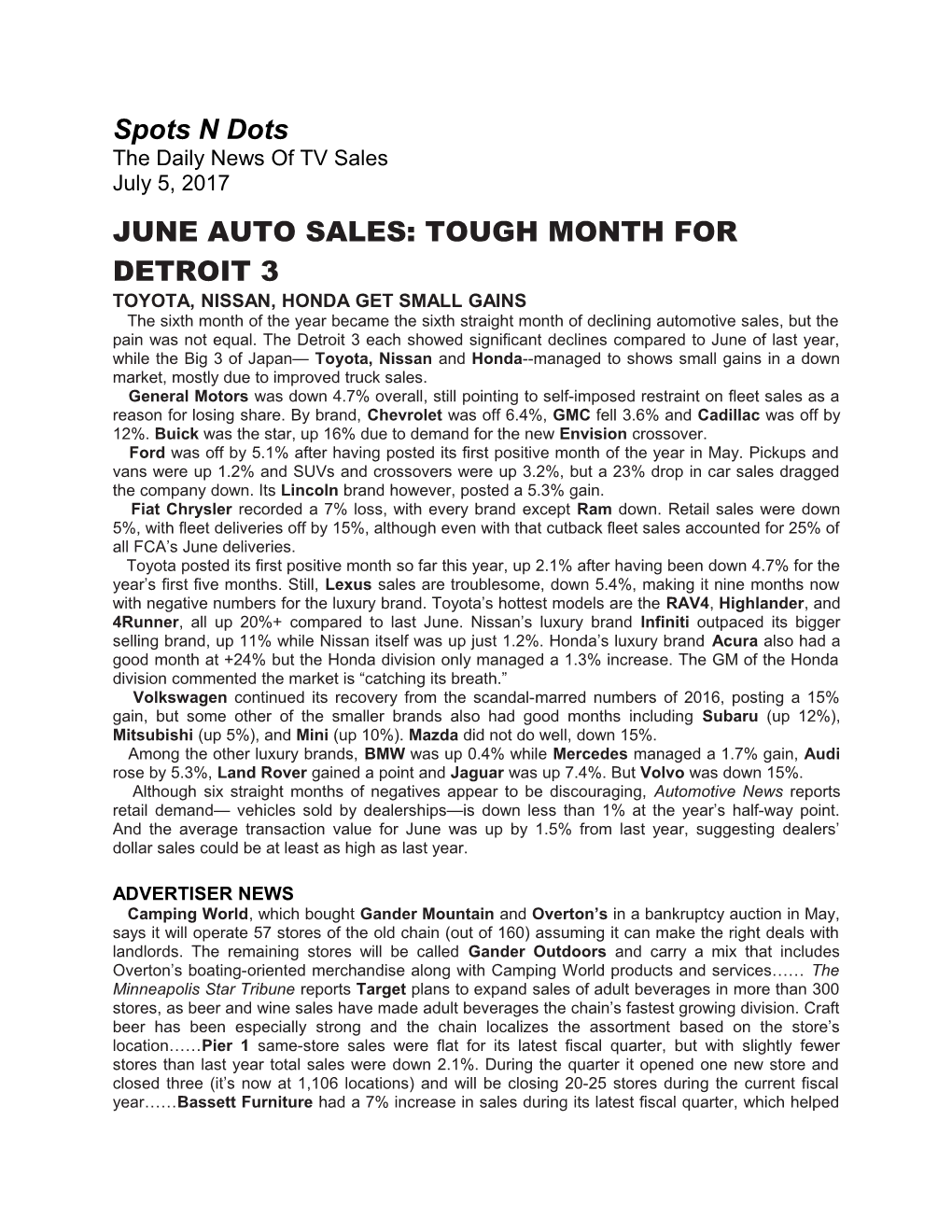 June Auto Sales: Tough Month for Detroit 3