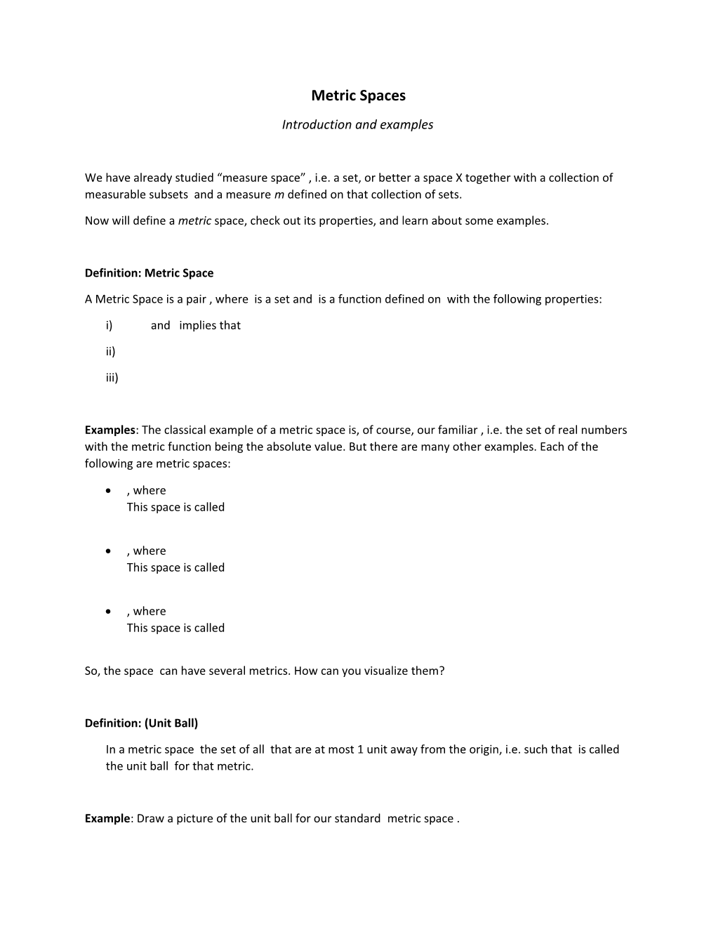 Metric Spaces