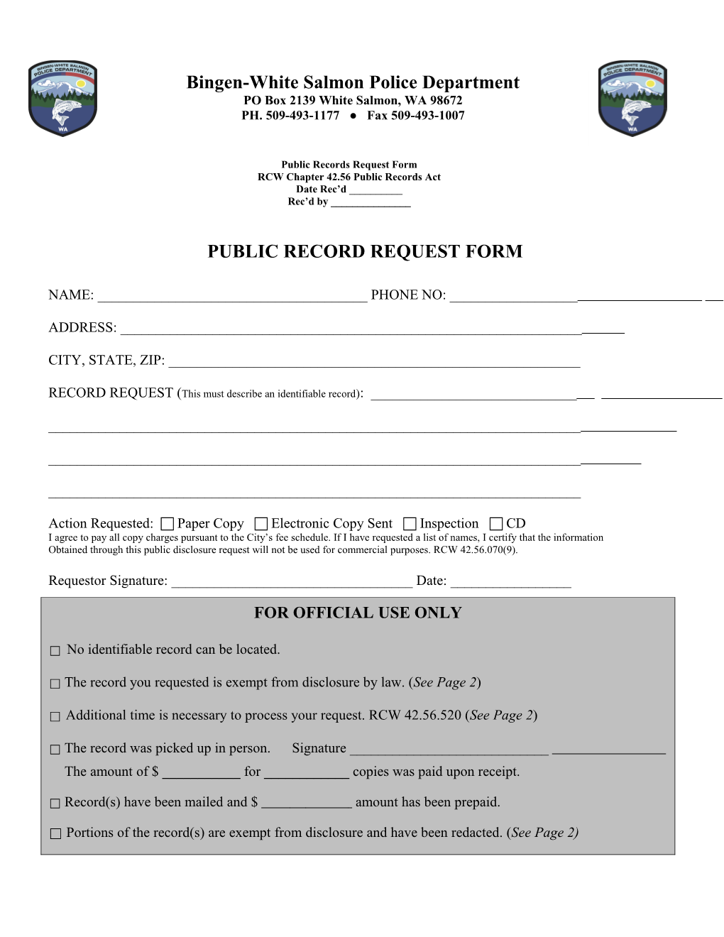 Public Records Request Form