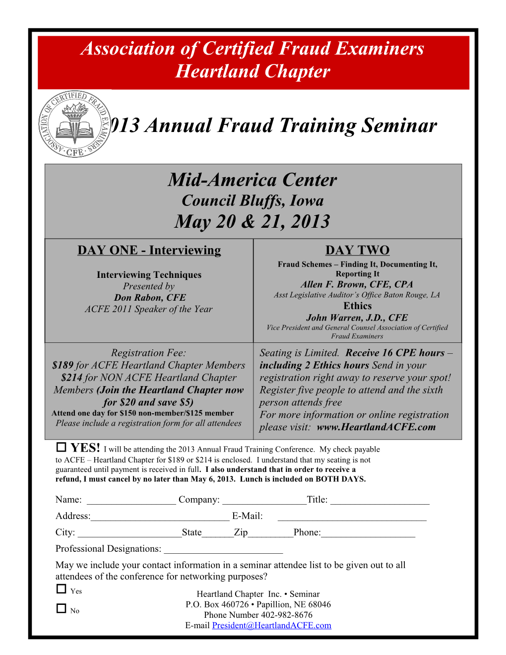 Association of Certified Fraud Examiners Association 2011 Speaker of the Year