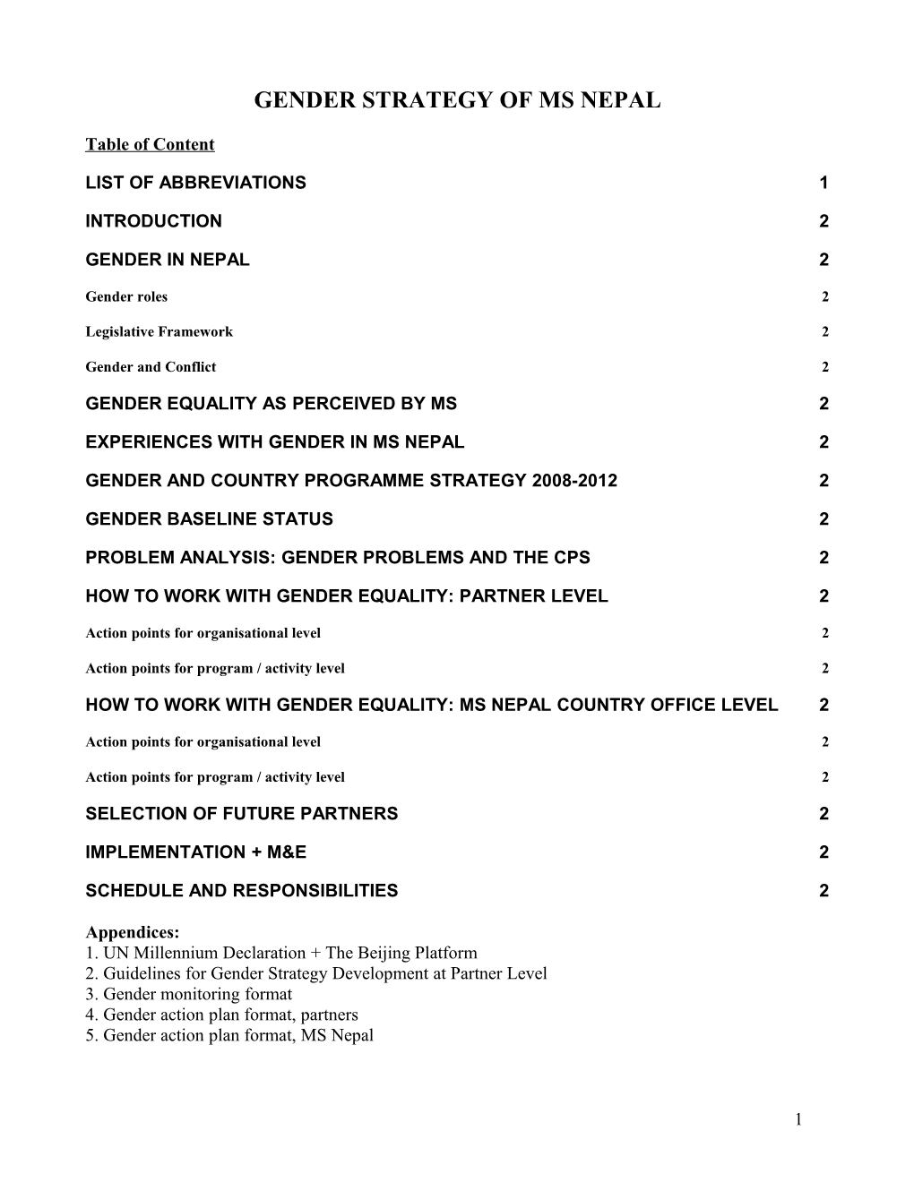 Gender Strategy of MS Nepal