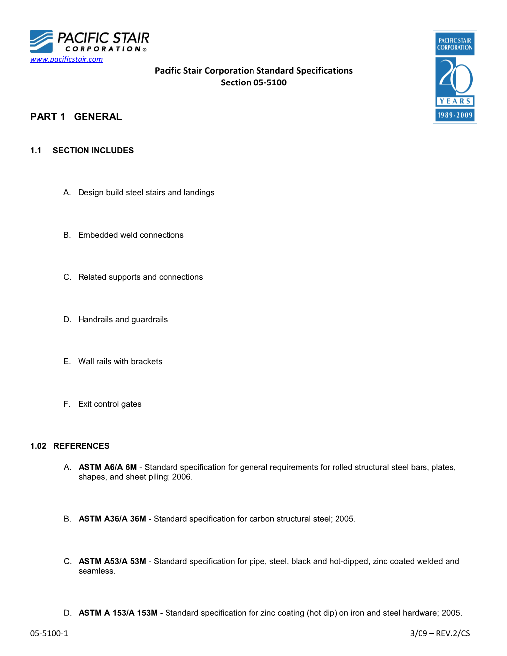 Pacific Stair Corporation Standard Specifications