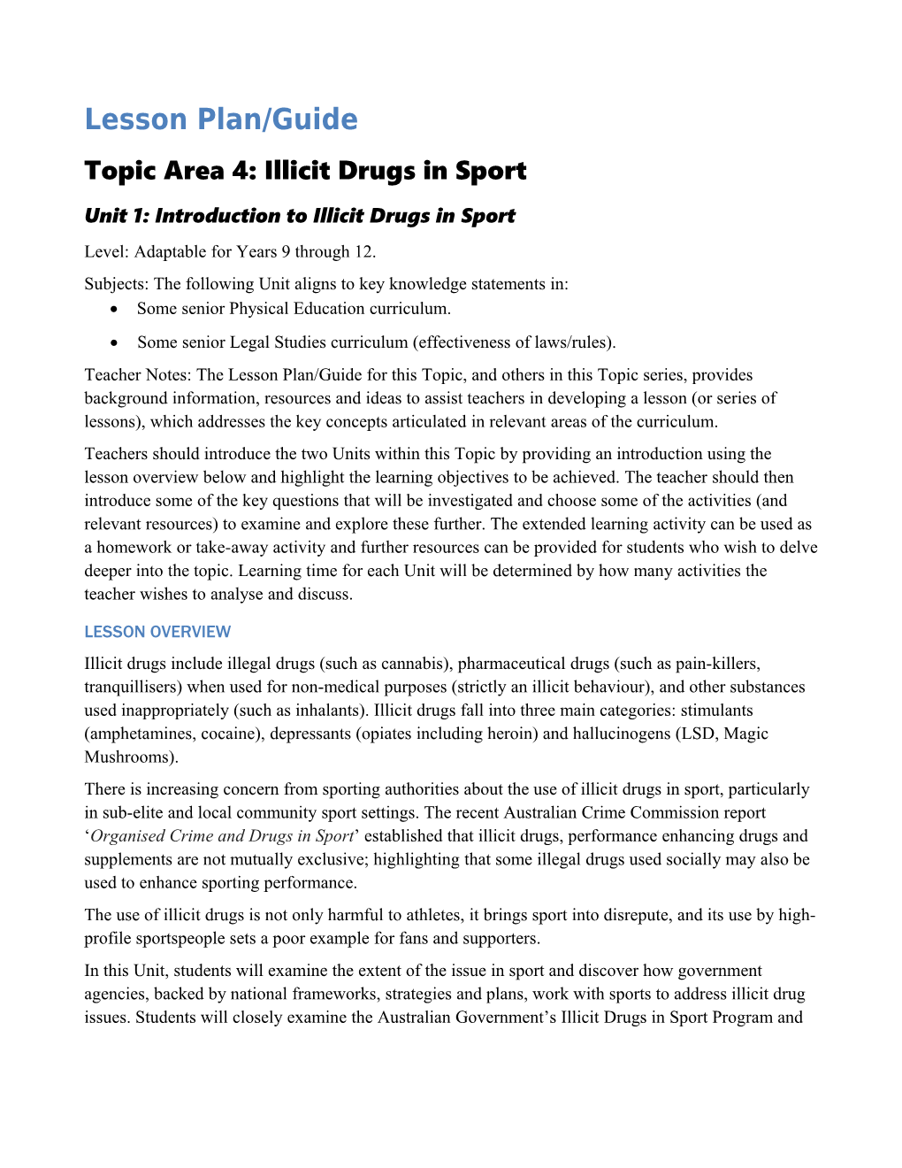 Illicit Drugs in Sport