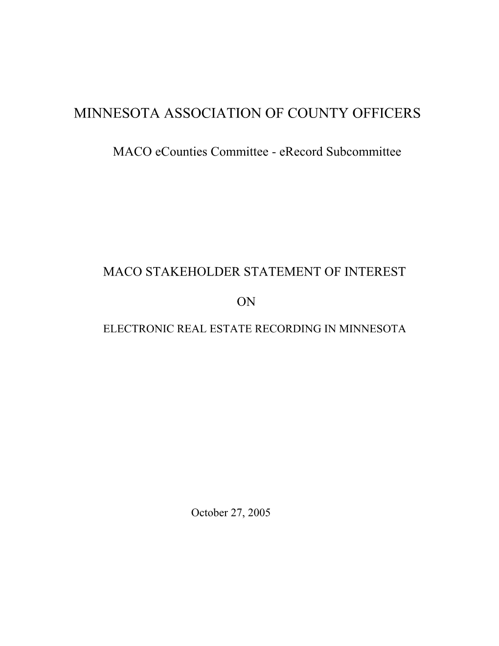 Minnesota Association of County Officers Ecounties Committee