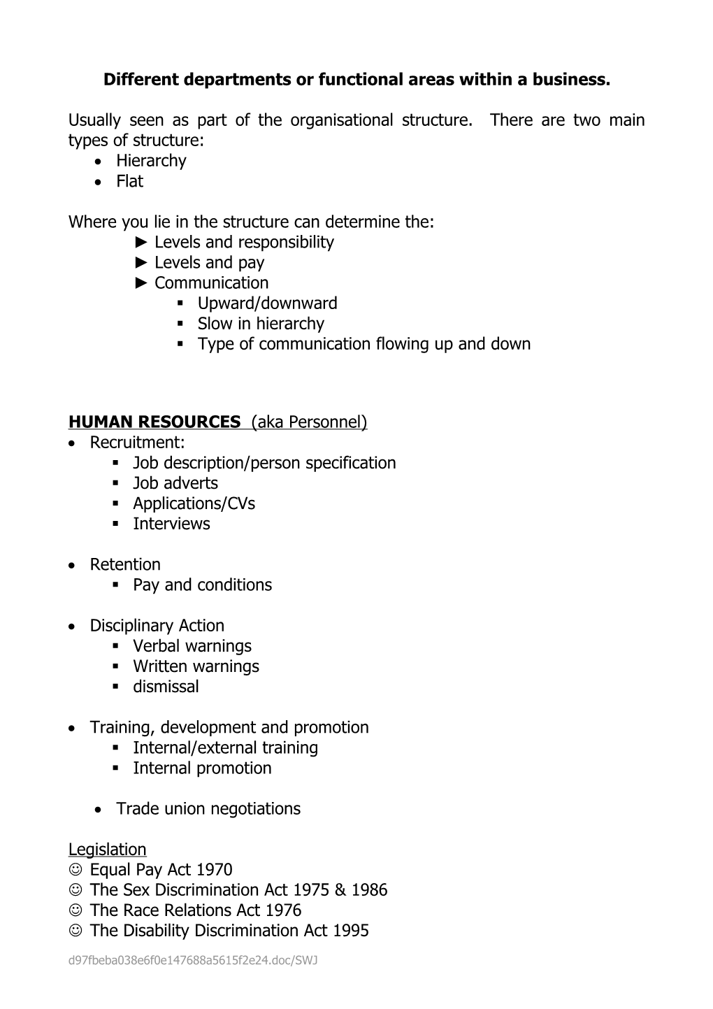 Different Departments Or Functional Areas Within a Business