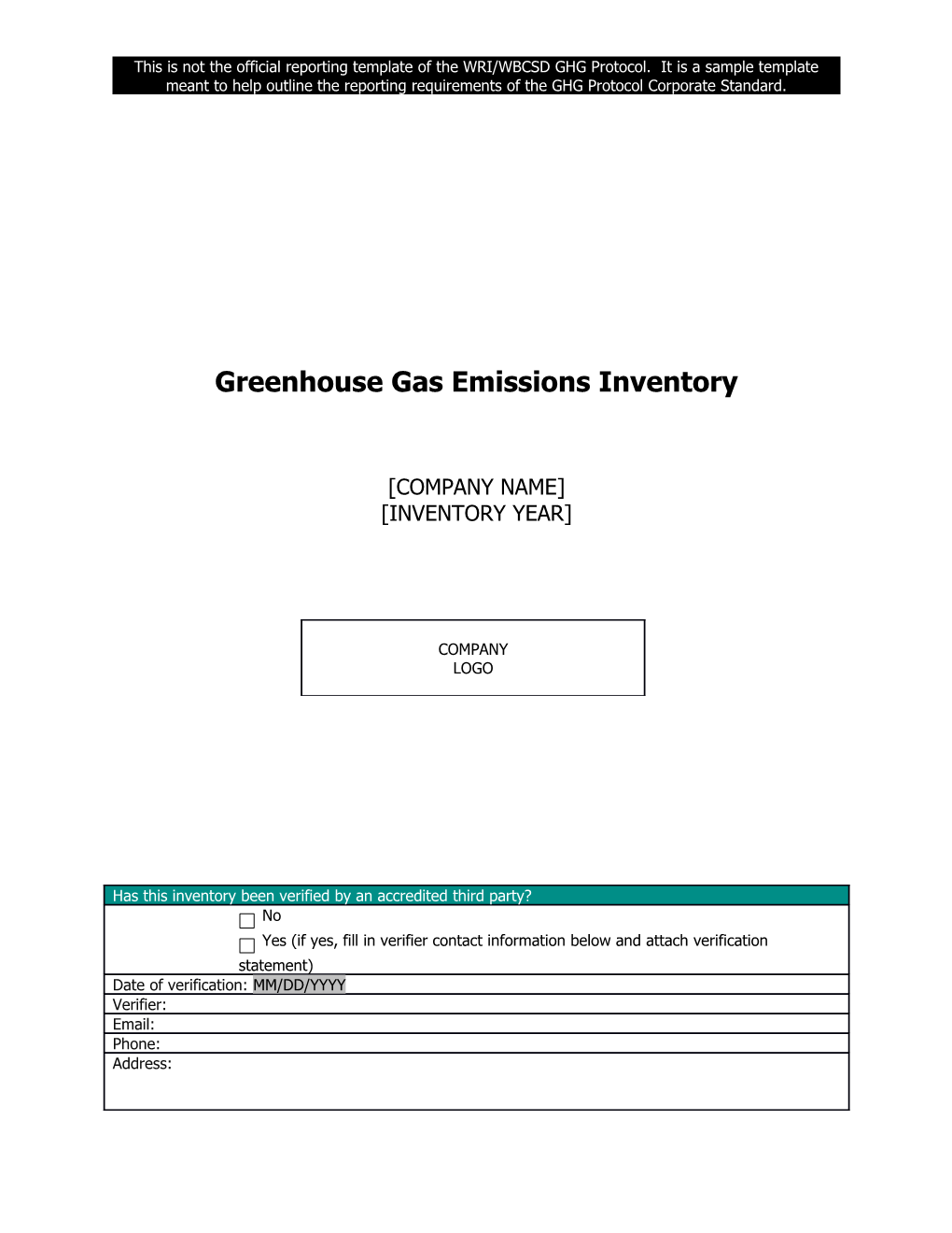 Greenhouse Gas Emissions Inventory