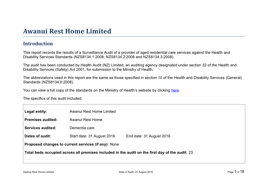 Awanui Rest Home Limited