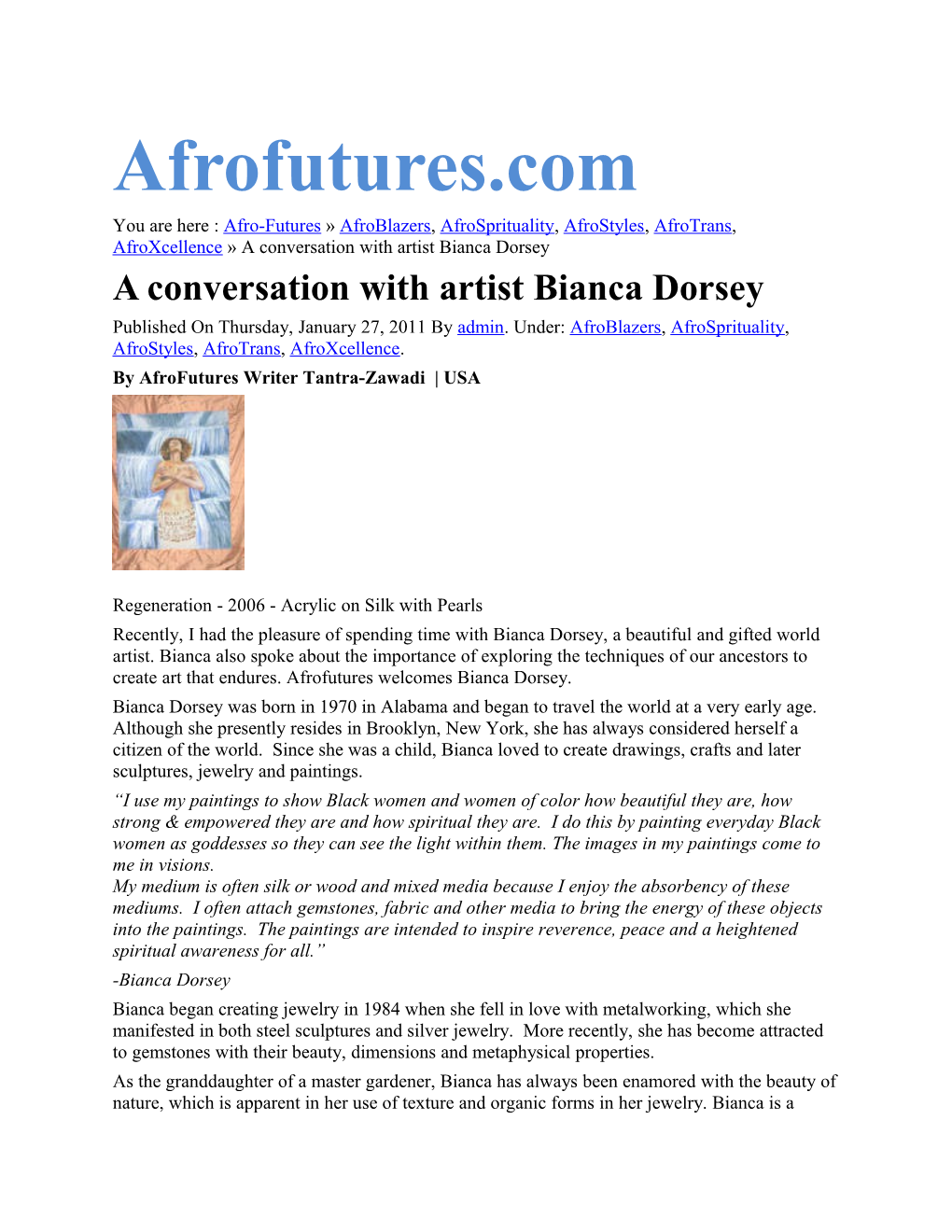 A Conversation with Artist Bianca Dorsey
