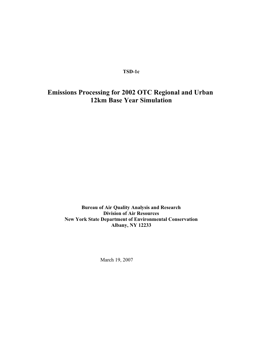 Summary of Emission Processing for the 2002 OTC 12 Km and 36 Km Base Case Simulations