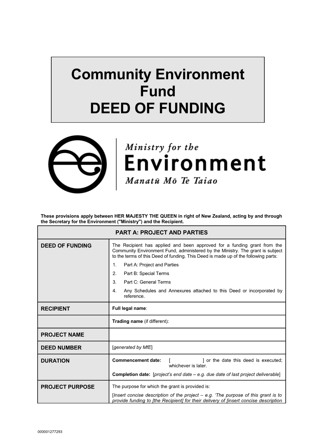 CEF - Deed of Funding Template