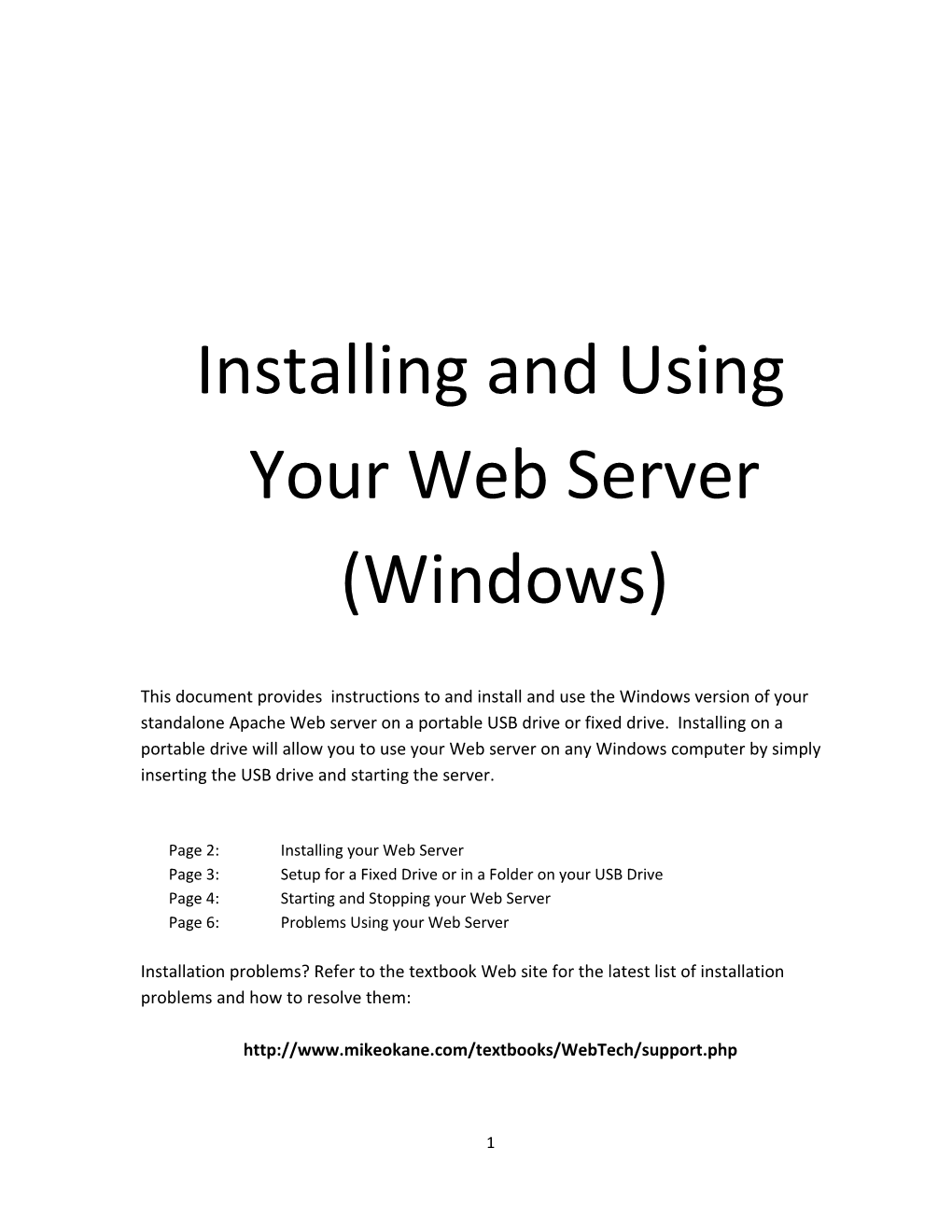 Installing and Using Your Web Server (Windows)