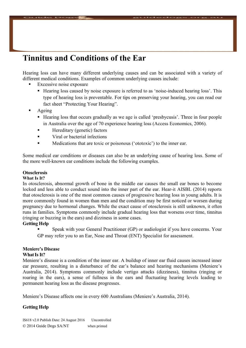 Tinnitus and Conditions of the Ear