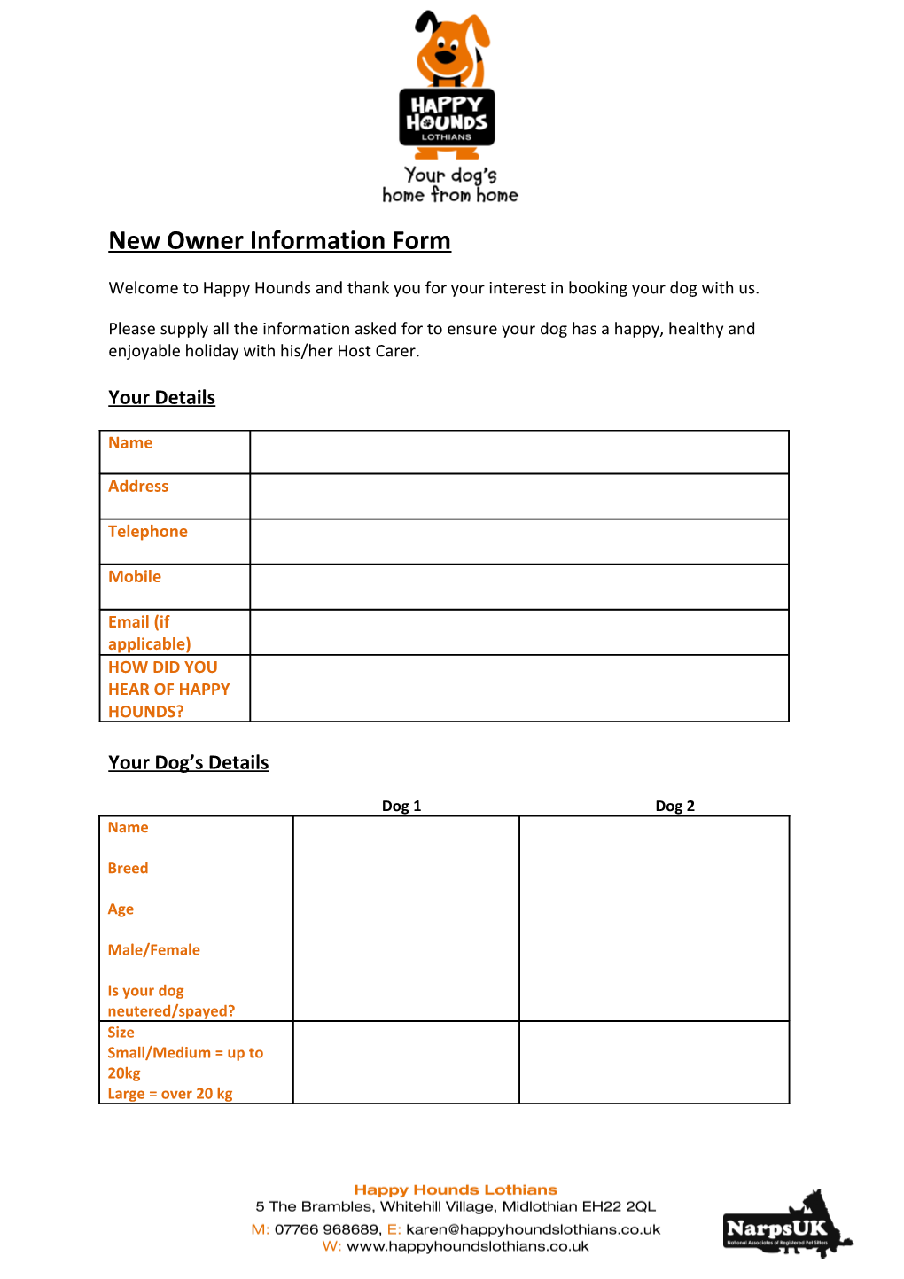 New Owner Information Form