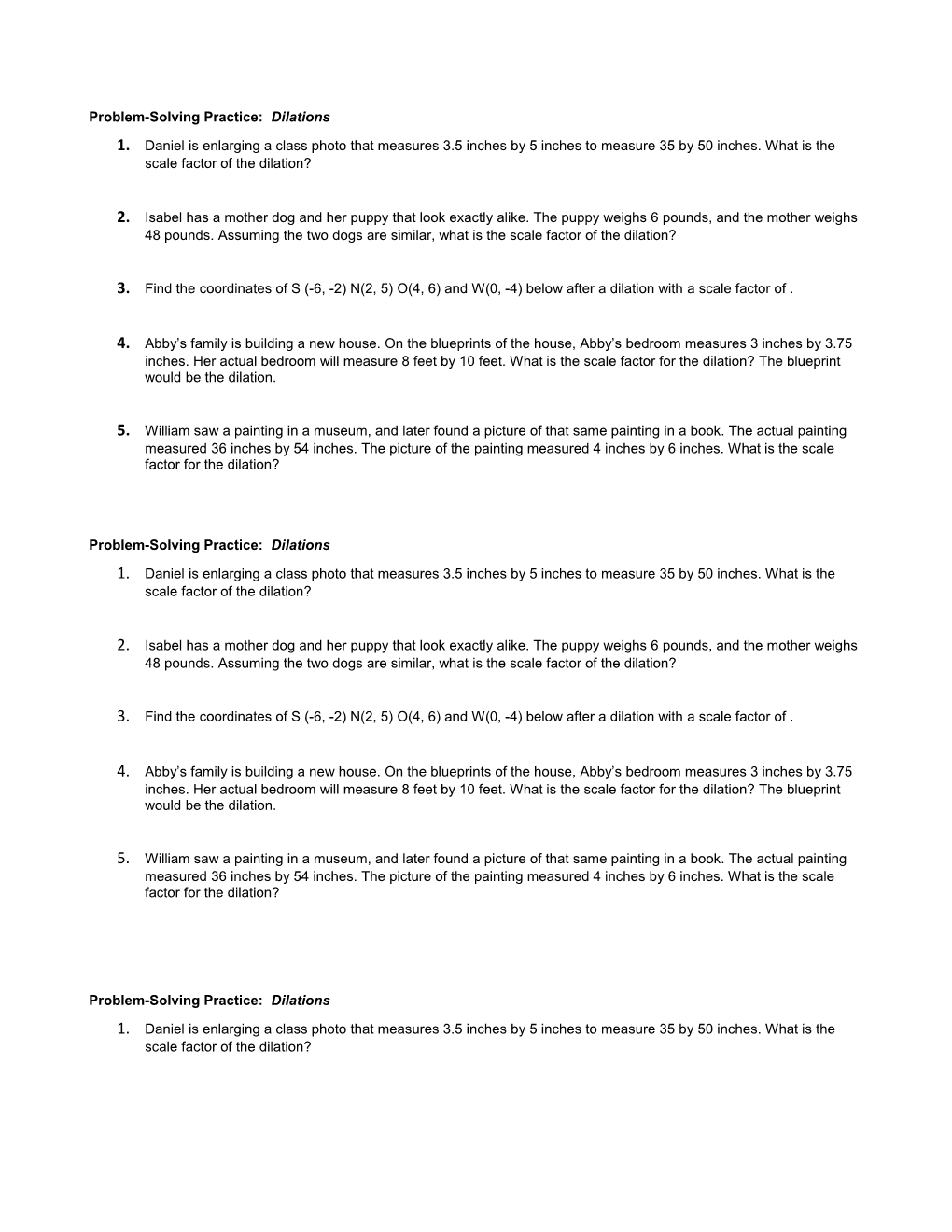 Problem-Solving Practice: Dilations