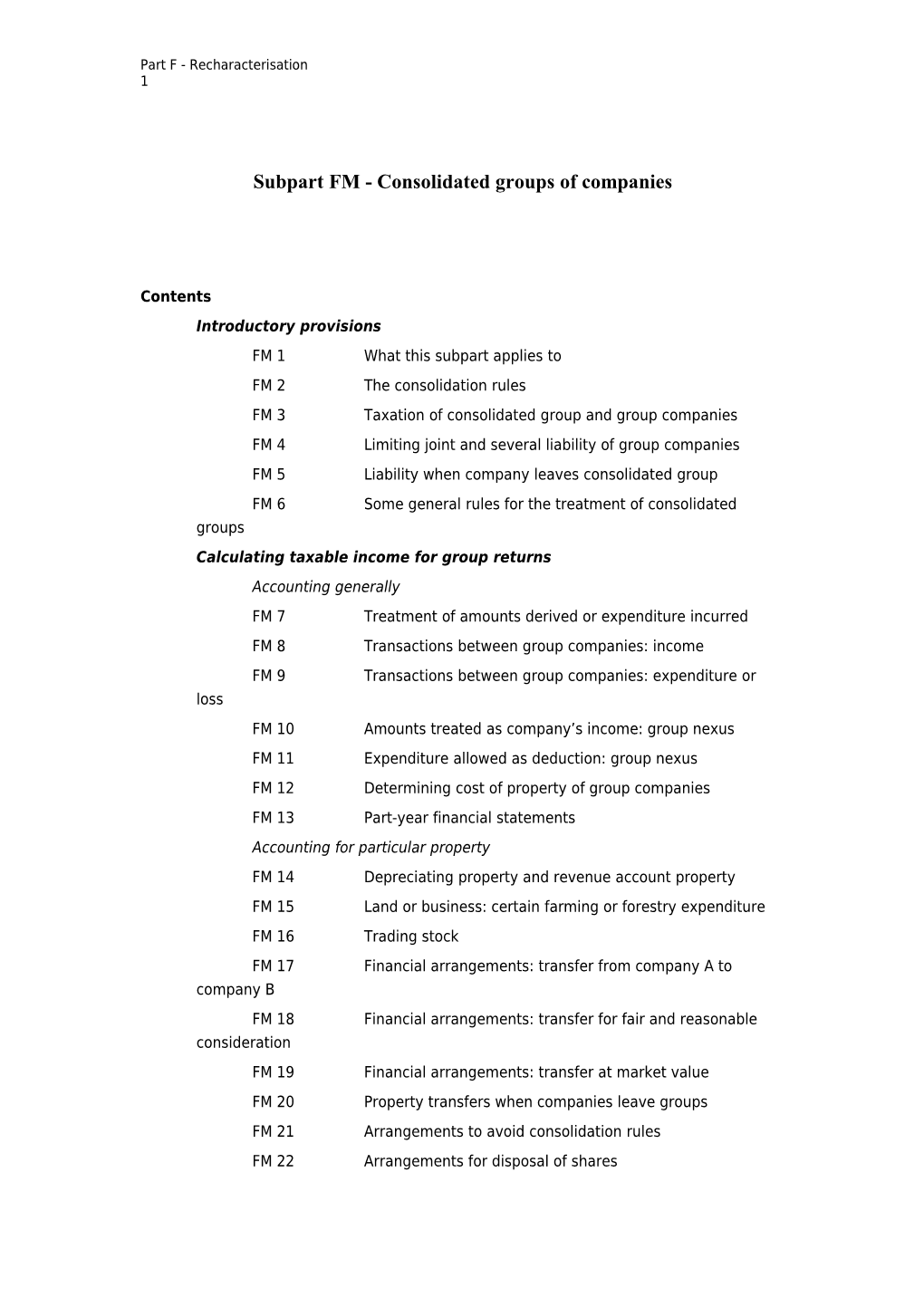 Rewriting the Income Tax Act - Exposure Draft - Part F Legislation 3