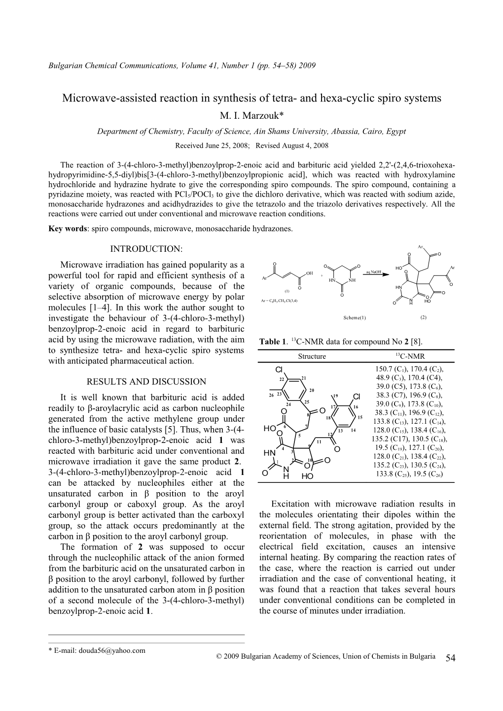 Microwave- Assisted Reaction in Synthesis of Tetra-And Hexa-Cyclic Spiro Systems