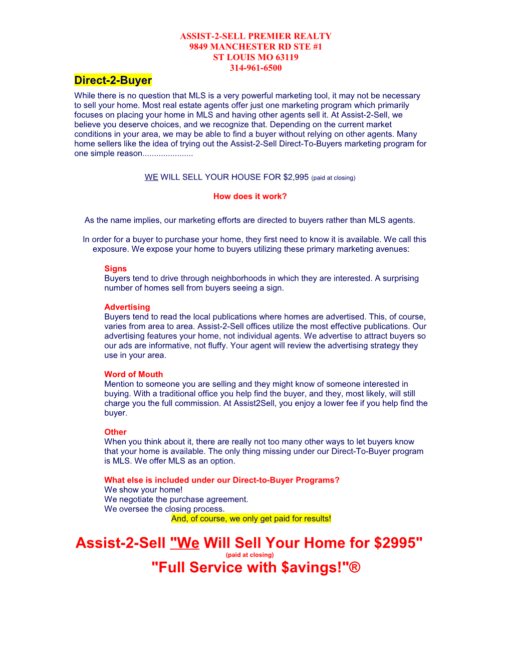 Assist-2-Sell Premier Realty