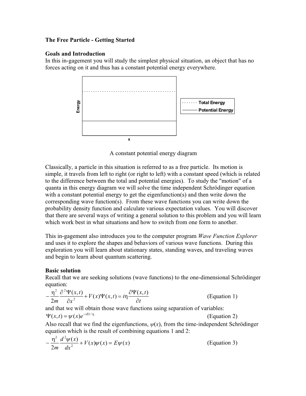 The Free Particle - Getting Started