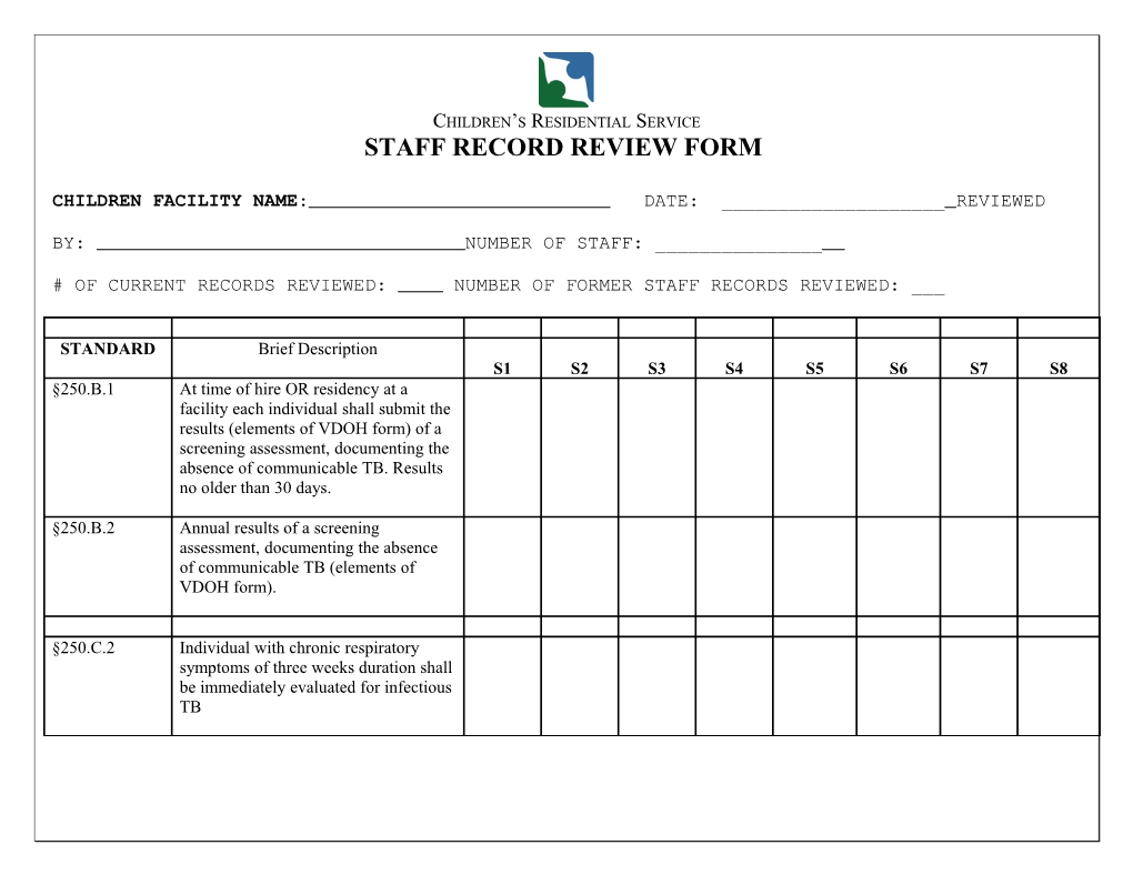 Staff Record Review Form