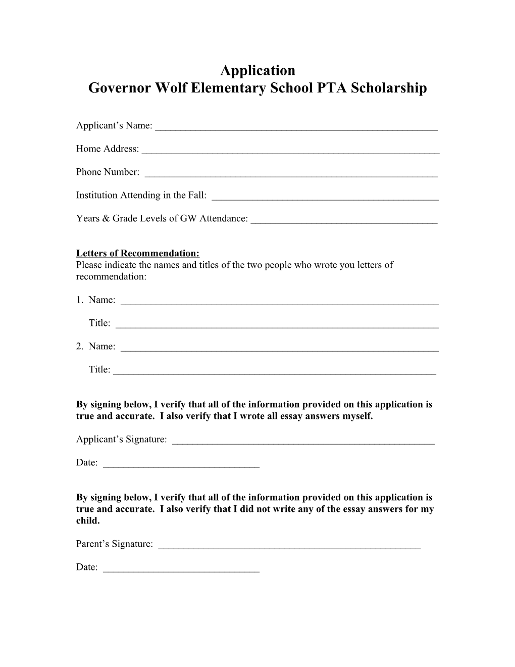 Governor Wolf Elementary School PTA