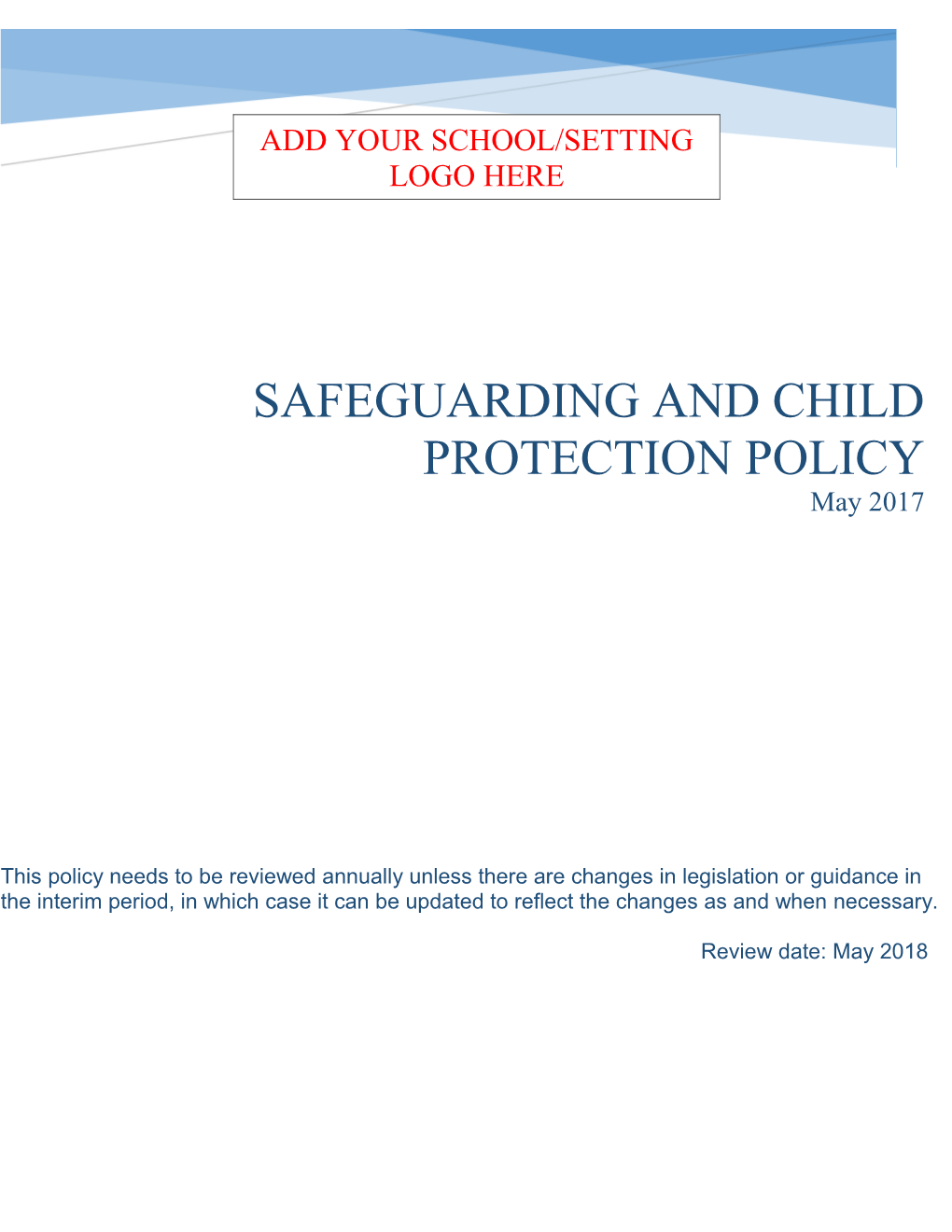 Safeguarding and Child Prtection Policy