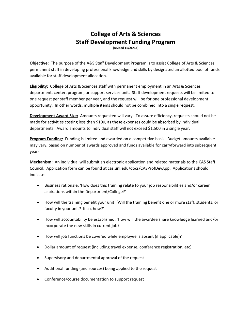 Staff Development Funding Program