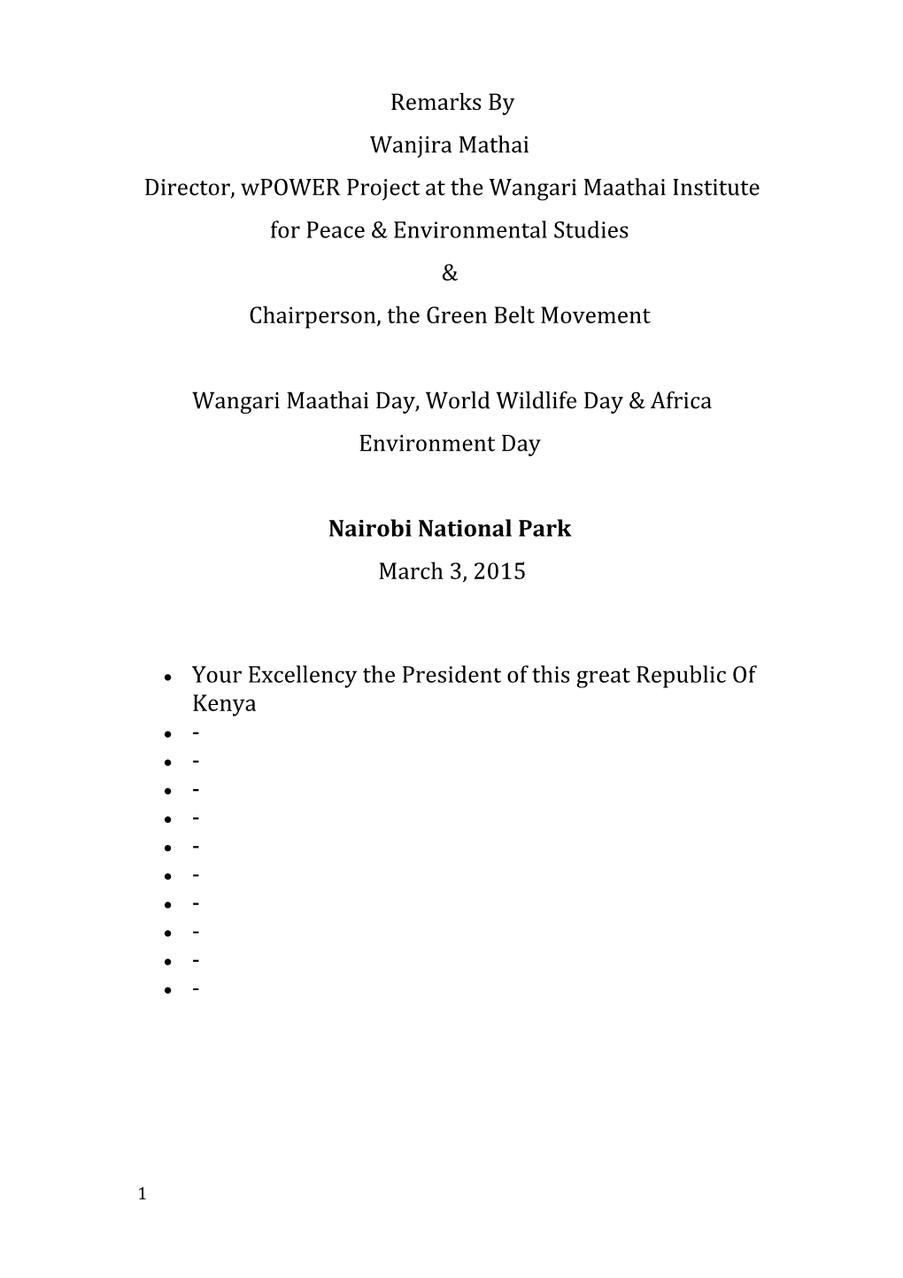 Director, Wpower Project at the Wangarimaathai Institute for Peace & Environmental Studies