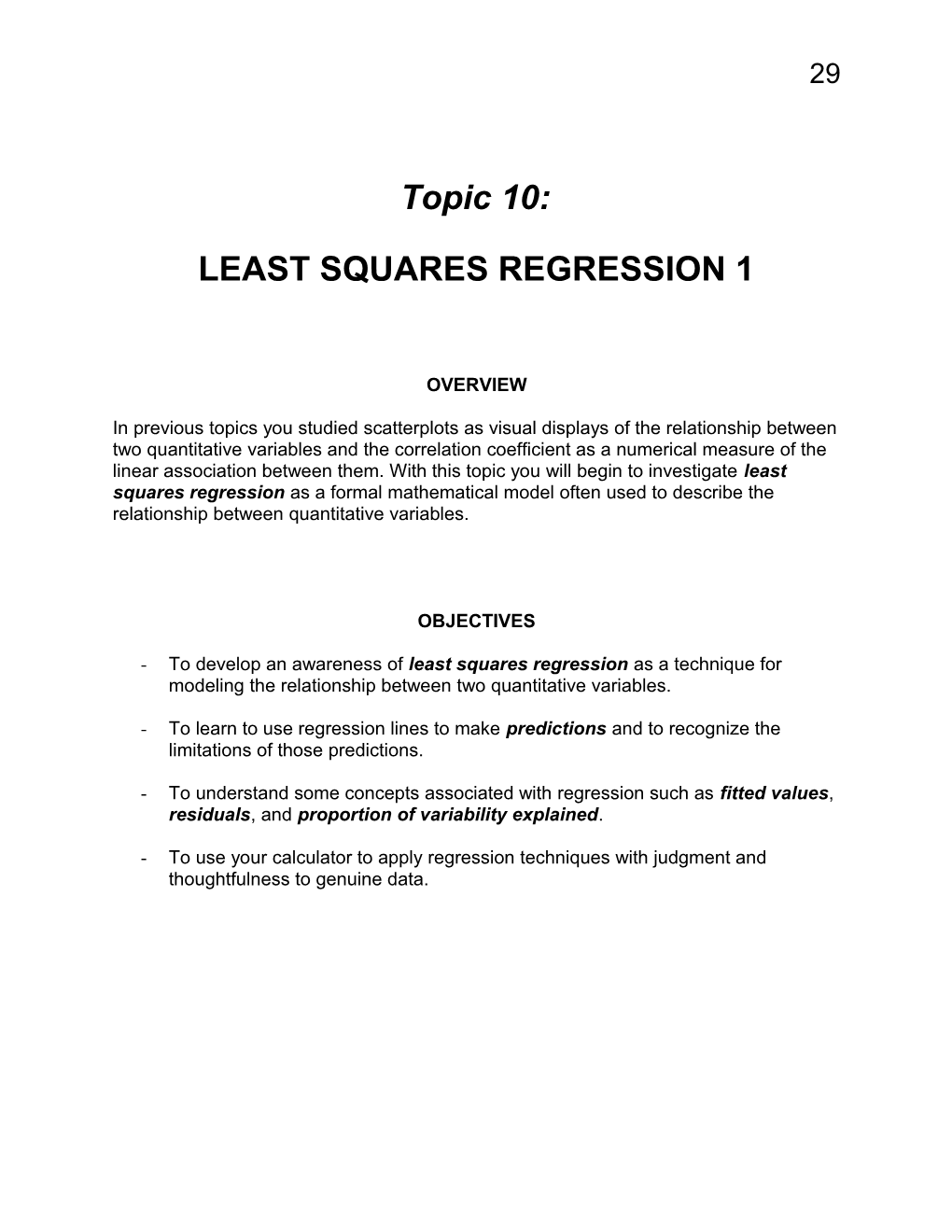 Least Squares Regression 1