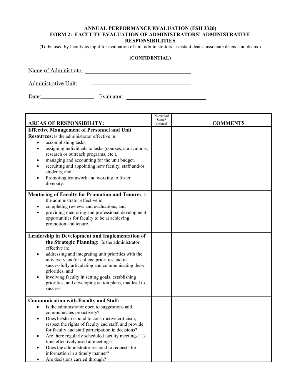 (Form 2B) Faculty Input Form