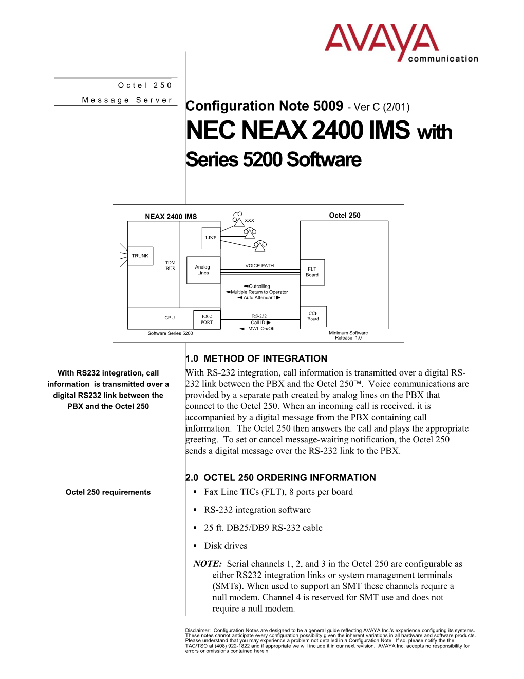 NEC NEAX 2400 IMS/Series 5200 Software Confidential1