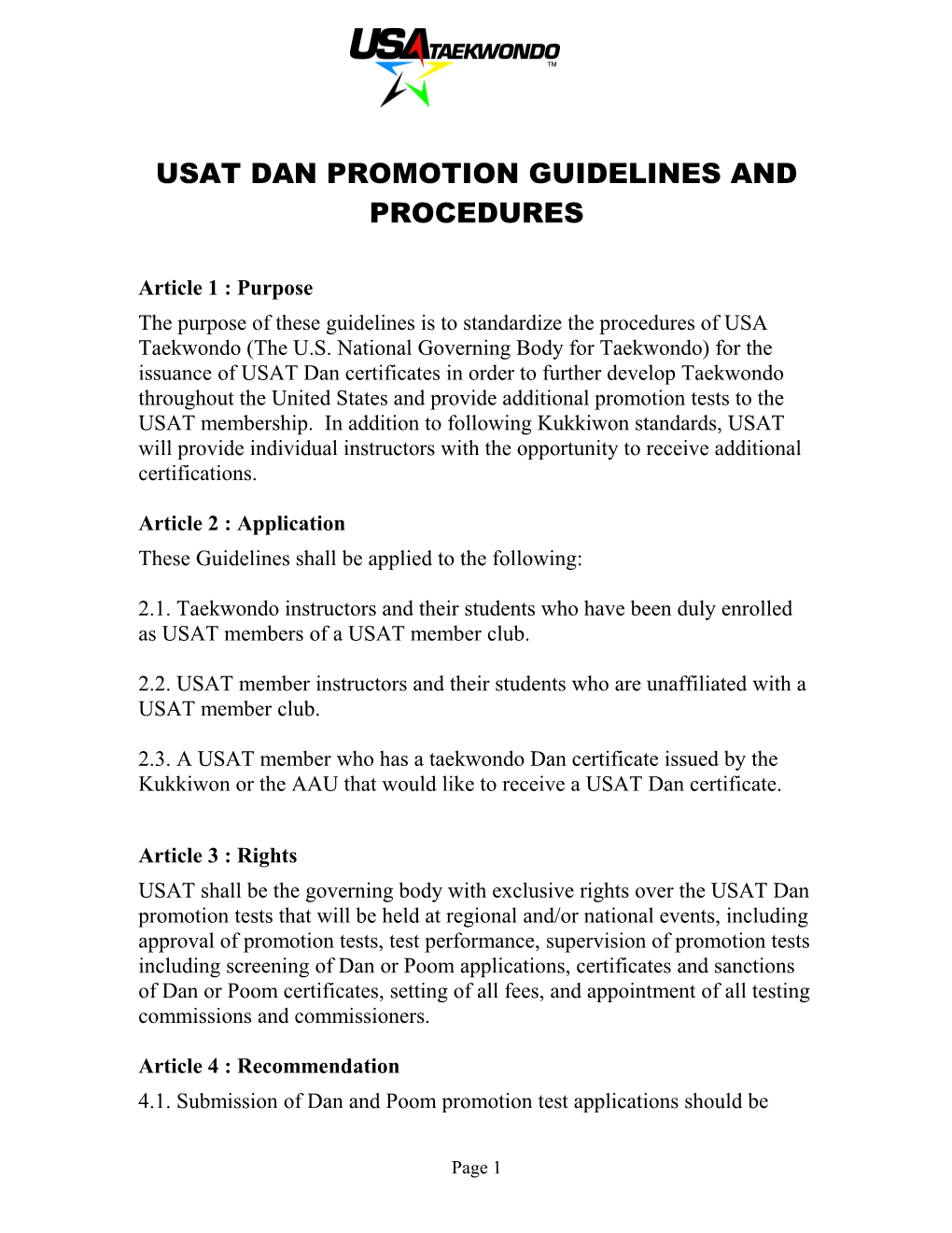 Usat Dan Promotion Guidelines and Procedures