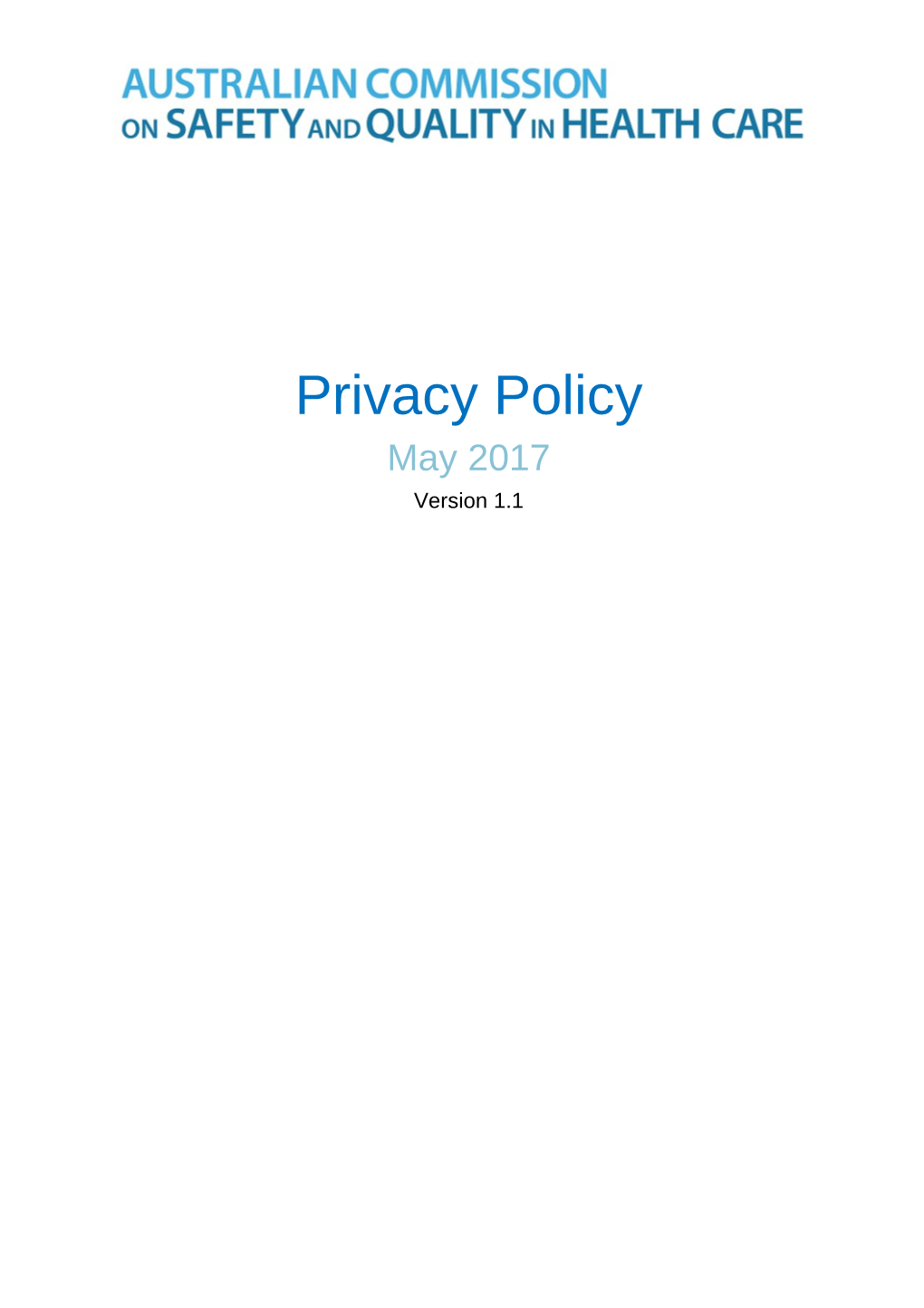 Australian Commission on Safety and Quality in Health Care Privacy Policy