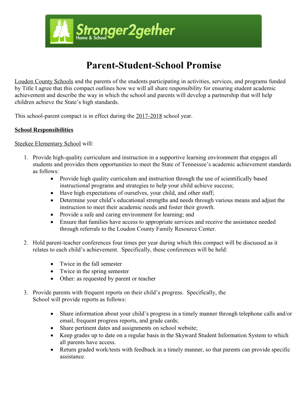 Parent-Student-School Promise
