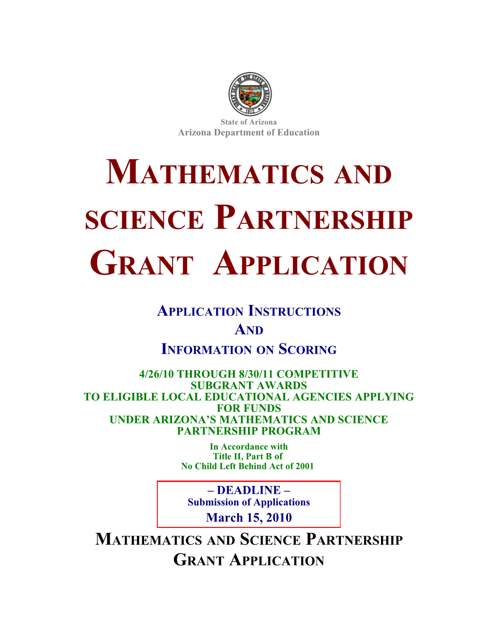 MSP Grant RFP - Application Instructions