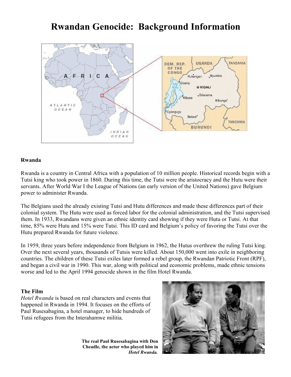 Rwandan Genocide: Background Information