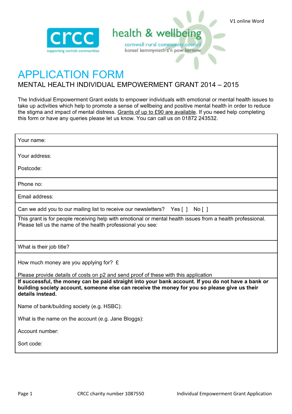 Mental Health Individual Empowerment Grant 2014 2015