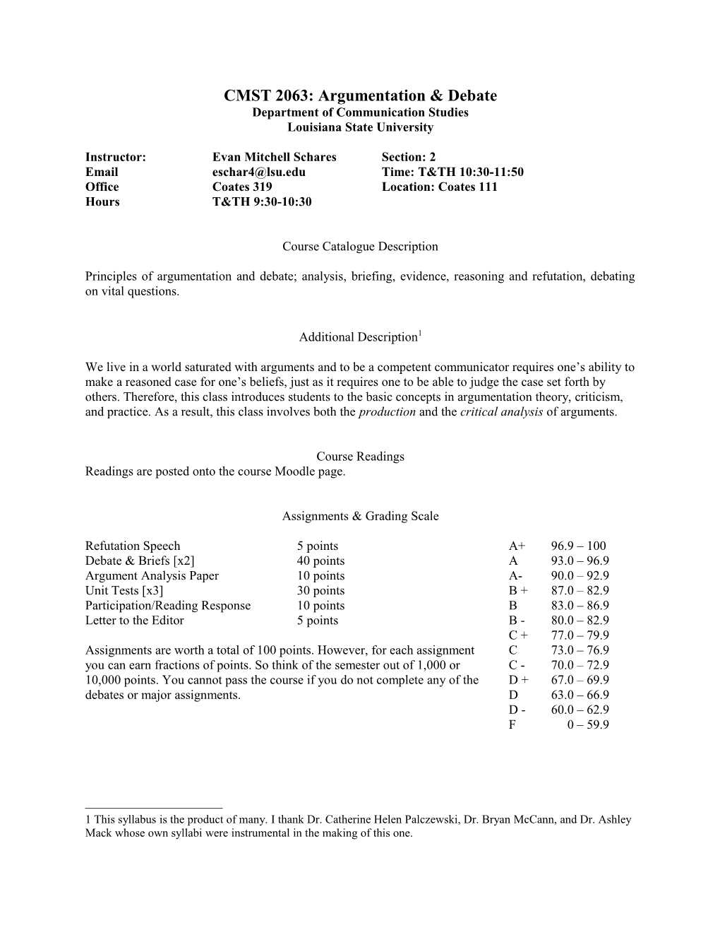 CMST 2063: Argumentation & Debate