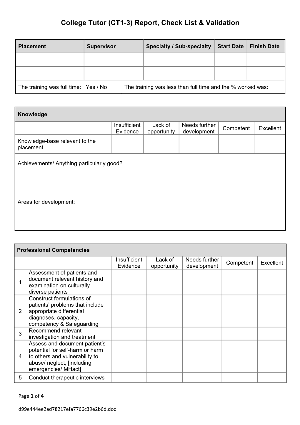Educational Supervisor S Report: Placement 2