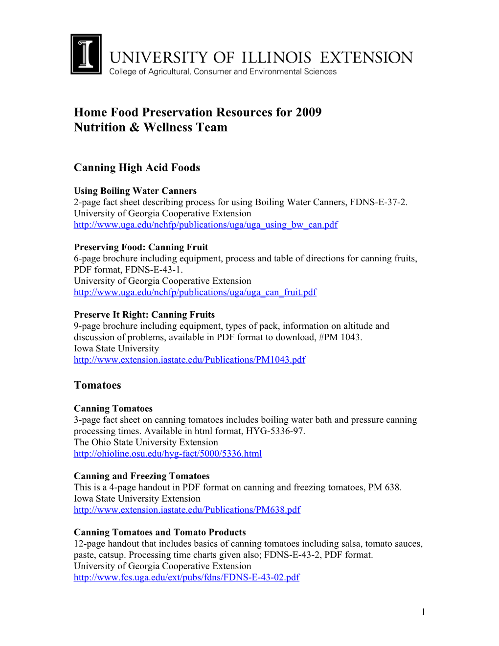 Food Preservation Resources