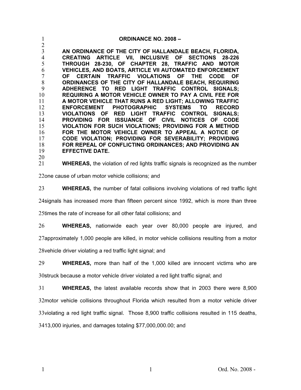 An Ordinance of the City of Hallandale Beach, Florida, Creating Article Vii, Inclusive